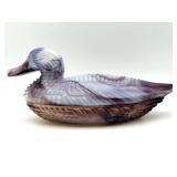 Vintage Slag Glass Amethyst and Milk Duck Lidded