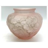 Tiffin Pink Satin Glass Poppy Pattern Vase 5.25ï¿½