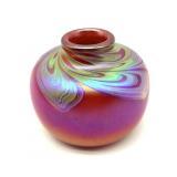 ï¿½1978 Del Mattoï¿½ Signed Art Glass Red Vase with