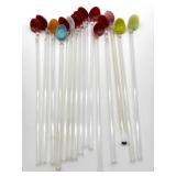 Handblown Art Glass Swizzle Stick Straws 8ï¿½ and