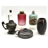 Metal Oil Lamp Bases, Stone Vase 4.25ï¿½, Plastic