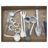 Vintage Porcelain and Glass Serving Utensils