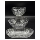 Fostoria Clear Baroque Serving Bowls and Oval