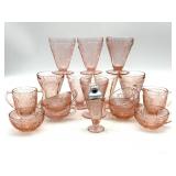 Pink Depression Glass Cherry Blossom Pattern