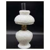 Antique/Vintage Small Milk Glass Oil Lamp 9.5'-
