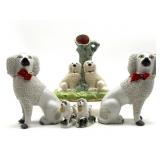 Vintage Poodle Pebble Art Porcelain Figures 7ï¿½