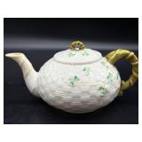 Vintage Belleek Basketweave Shamrock Porcelain