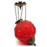 Antique Victorian Red Satin Hanging Candle Holder