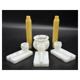Antique Glass Gaslight Candles 6ï¿½, Milk Glass