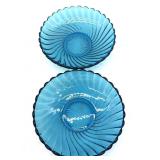 (2) Baccarat Depose Crystal Blue Swirl Bowl 7?