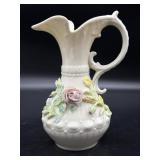 Vintage Belleek Aberdeen Raised Floral Pitcher