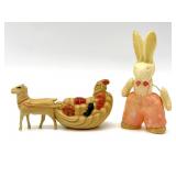 Vintage Celluloid Easter Bunny and Santa Claus