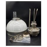 Antique Aladdin Hanging Oil Lamp with Shade -
