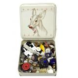 Vintage Buttons in Tin- tin is 5ï¿½ x 5ï¿½ x 2ï¿½