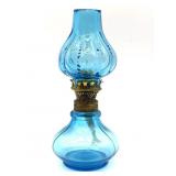 Antique/Vintage Miniature Blue Glass Oil Lamp
