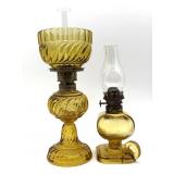(2) Vintage/Antique Miniature Amber Glass Oil