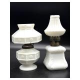 (2) Vintage/Antique Miniature Milk Glass Oil