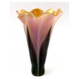 Lundberg Studios Signed 1986 Floral Glass Lamp