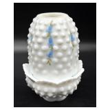Fenton Handpainted Hobnail Milk Glass Fairy Lamp