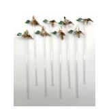 Handblown Art Glass Mallard Duck Swizzle Sticks