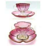 Antique Victorian Cranberry Gilt Glass Cup and