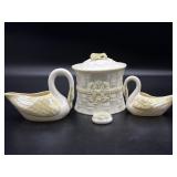 Vintage Belleek Bamboo Pattern Porcelain Biscuit