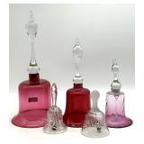 Large Cranberry Glass Bells 13ï¿½ Tall and Smaller,