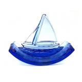 Vintage Cobalt Blue Glass Rocker Ink Blotter 3.5ï¿½
