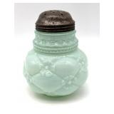Antique/Vintage Green Quilted Phlox Glass Sugar