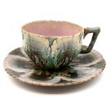Antique Etruscan Seaweed Majolica Mustache Cup