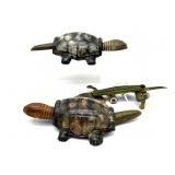 Vintage Tin Toy Turtles and Alligator with Head