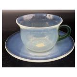 Vintage Fry Glass Opalescent with Green Handle