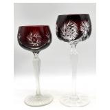 Antique Ruby Cut to Clear Crystal Stemware