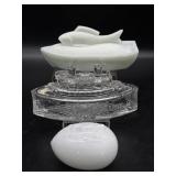 Antique Remember the Maine Ship Shaped Glass
