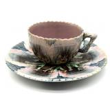 Antique Etruscan Seaweed Majolica Cup with