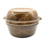 Vintage USA Stoneware Lidded Dough Mixing Bowl 9ï¿½