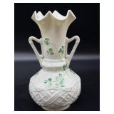Vintage Belleek Basketweave Shamrock Porcelain