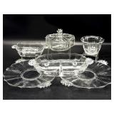 Fostoria Clear Baroque Glass Divided Dishes,