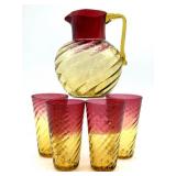 Antique Amberina Optic Swirl Handblown Glass