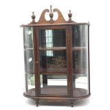 Mirrored Back Wood and Glass Wall Hanging Shelf