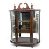 Mirrored Back Wood and Glass Wall Hanging Shelf