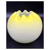 Antique Handblown Cased Yellow Glass Rose Bowl