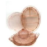 Pink Depression Glass Cherry Blossom Pattern