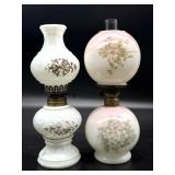 (2) Vintage/Antique Miniature Milk Glass Oil