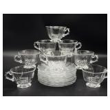 Fostoria Clear Baroque Glass Cups and Saucers Set