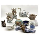 Porcelain Swan, Porcelain Bird Wall Pocket, and