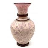 Antique Pink Handblown Glass Vase with Enamel