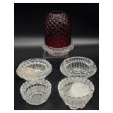 Ruby Glass Fairy Lamp Shade with Clear Glass Base