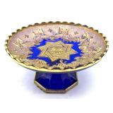 Antique Gold Painted Cobalt Blue Ribbon Pattern