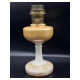 Antique Milk Glass Peach Lustre Oil Lamp 13.5ï¿½-